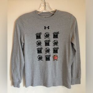 Under Armour Boy’s Maryland Terrapins Long Sleeve Tee, Gray, YMD